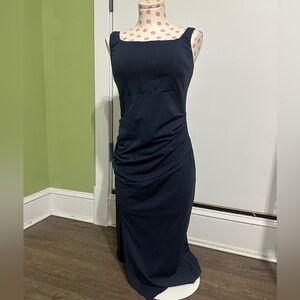 🆕 HALARA Softlyzero Square Neck Backless Corset Ruched Split midi Dress sz. M